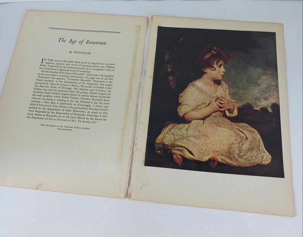 1939 Reynolds The Age of Innocence Art Print Book Plate